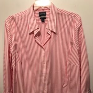 Pink & White Striped Button Down Shirt - Plus size